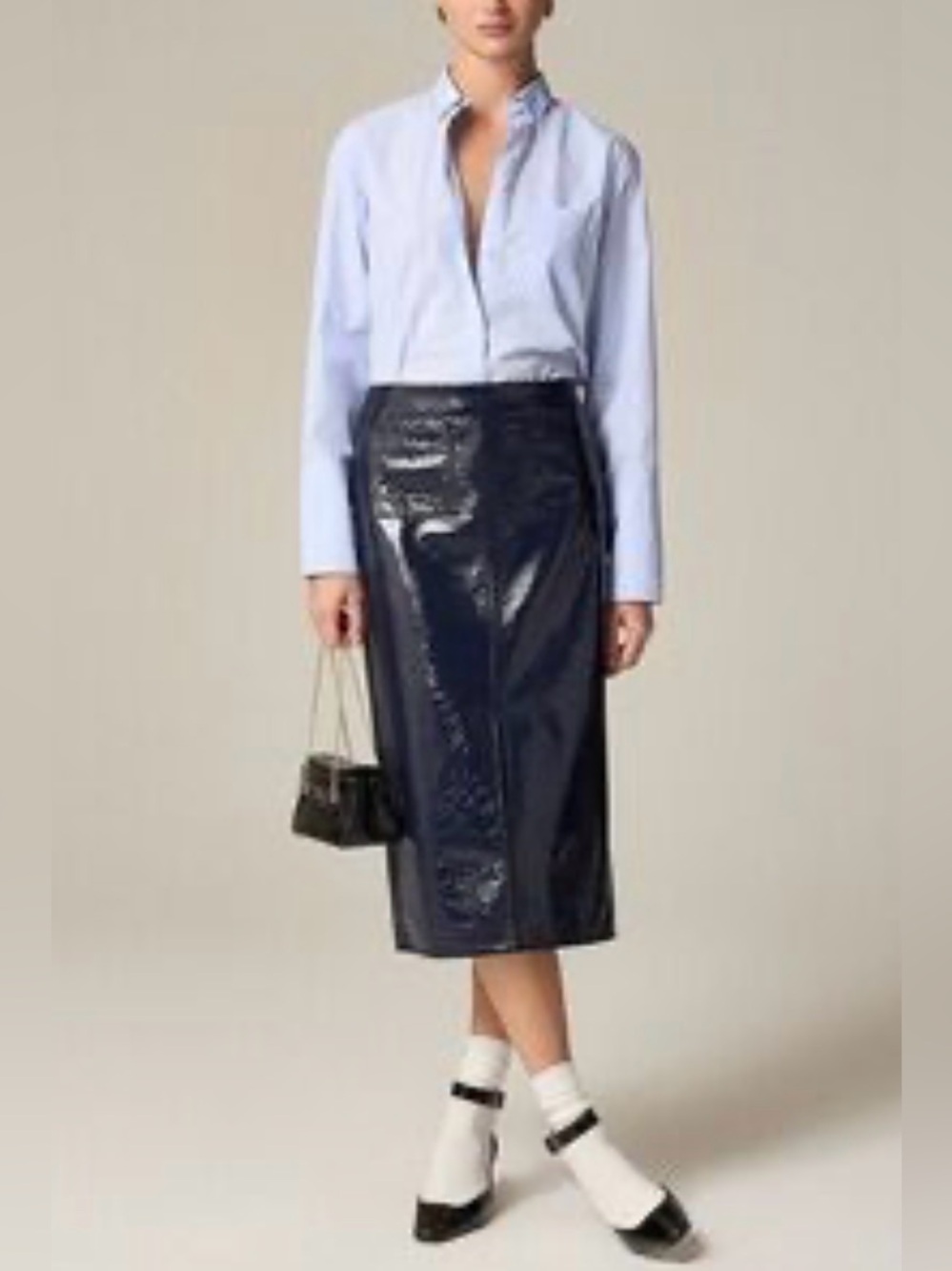 J. Crew Patch-pocket No.3 Pencil skirt in textured faux patent leather